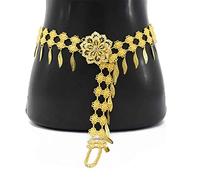 WIPPWER Necklaces Gold Metal Wide Hollow Flower Belly Chains for Women Female Leaf Tassel Dress Belt Dancing Waist Chain Body