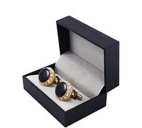 WIPPWER White Crystals Cufflinks Shirts Men Gold Color Cuffs Buttons Black Enamel Cuff Links Wedding Groomsmen Gift