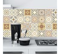 WIQUYBML Adhesivos para Azulejos de Cocina de 10 cm x 50 cm, Estilo Art Déco, autoadhesivos de Vinilo para Paredes de baño y salpicaderos (1 Unidad).