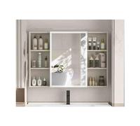 WIQUYBML Armario de baño con Espejo de Pared con Luces LED, Puerta Doble antivaho, Elegante Acabado Blanco, 100 cm/39,4 Pulgadas para un Espacio reducido.