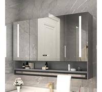 WIQUYBML Armario de baño con Espejo y luz Tricolor, antivaho, Resistente al Agua, con indicador de Temperatura y toallero con Interruptor táctil (80 x 12 x 75 cm)