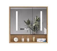 WIQUYBML Armario de baño Inteligente antivaho con Espejo y luz LED, indicador de Tiempo de Maquillaje, portarrollos y Espacio de Almacenamiento reducido (67 x 12 x 70 cm/26,4 x 4,7 x 27,6 Pulgadas)