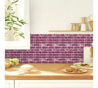 WIQUYBML Azulejos Adhesivos de 27x27 cm, Color Rojo Rosa, diseño de ladrillo. Adhesivos de PVC Impermeables y Resistentes al Aceite para Paredes, armarios, chimeneas, baños, cocinas y Decor