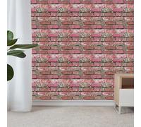 WIQUYBML Azulejos Adhesivos de 27x27 cm, Color Rosa y Rojo, diseño de Ladrillos. Adhesivos de PVC Impermeables y Resistentes al Aceite para Paredes, armarios, chimeneas, baños, cocinas y de