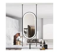 WIQUYBML Espejo de baño XLTFUC con iluminación LED, Espejo Rectangular para Colgar en el Techo, Iluminado de Cuerpo Entero con botón táctil, instalación Mediante Orificio Perforado (Negro,