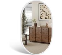WIQUYBML Espejo de Pared para baño con Marco de Metal Ovalado, Colgante, pequeño, Estilo Moderno, para baño, Estilo Granja, Horizontal o Vertical