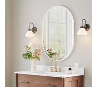 WIQUYBML Espejo de Pared para baño, Marco de Metal, Ovalado, Colgante, pequeño, Estilo Moderno, para Maquillaje, tocador, Sala de Estar y Dormitorio.