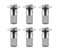 WIQUYBML Filtro de desagüe para Fregadero, Filtro de Suelo, tapón de baño con núcleo elástico, recogedor de Pelo con Cesta extraíble de Acero Inoxidable para Cocina, baño y bañeras (6 unida