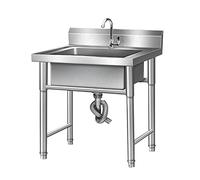 WIQUYBML Fregadero Comercial de Acero Inoxidable 304, Fregadero de Servicio Independiente de 1 Compartimento, Fregadero portátil para lavadero con Soporte y Grifo, Garaje Industrial para Taller