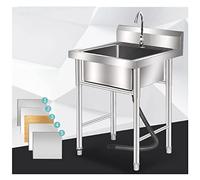 WIQUYBML Fregadero Comercial de Acero Inoxidable 304, Fregadero utilitario con Tubo de desagüe, colador de desagüe, Patas Ajustables Tipo Bala, Grifo, Compartimento para lavandería, Garaje,