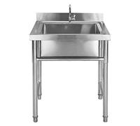 WIQUYBML Fregadero Comercial de Acero Inoxidable para Cocina, Catering, Fregadero Individual, área de preparación y Servicio, y Protector contra Salpicaduras Alto, Ideal para lavandería de
