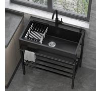 WIQUYBML Fregadero Comercial de Acero Inoxidable para Exterior con Grifo y escurridor, Independiente, para Restaurante y Cocina de Garaje, 68 x 45 cm, diseño Resistente.