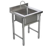 WIQUYBML Fregadero Comercial para Cocina Exterior, Lavabo de Acero Inoxidable Independiente, 1 Compartimento para lavandería Interior de Garaje.