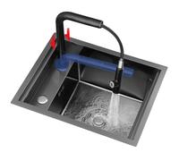 WIQUYBML Fregadero Compacto Individual Oculto con Tapa elevable y Grifo extraíble para cocinas pequeñas, Bares, caravanas, Mini Estudios, Locales comerciales y Apartamentos. Fácil de Limpia