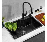 WIQUYBML Fregadero de Acero Inoxidable 304 de un Solo Seno, en Forma de L, Estrecho y Largo, con Panel Grueso de 3 mm para lavavajillas (Color: Gris, Tamaño 75 * 40 21cm)