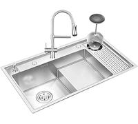 WIQUYBML Fregadero de Acero Inoxidable de un Solo Seno con tapón de desagüe, Bandeja de Agua y Kit de Montaje para instalación en Cocina o Bar.