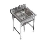 WIQUYBML Fregadero de Acero Inoxidable, Fregadero de Cocina Comercial de un Solo Seno para restaurantes, con Grifo y Protector contra Salpicaduras Lateral, para restaurantes, lavanderías, p
