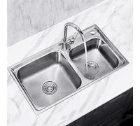 WIQUYBML Fregadero de Acero Inoxidable para Cocina con Doble cubeta, escurridor empotrable Que Ahorra Espacio, colador y Grifo, instalación bajo encimera para restaurantes, comedores y Past