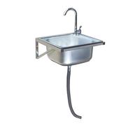 WIQUYBML Fregadero de Acero Inoxidable para Montaje en Pared, Fregadero de Cocina de un Solo Seno, Rectangular, de Uso Comercial con Grifo de Agua fría, Apto para garajes, Jardines y restau