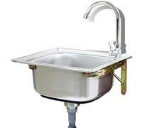 WIQUYBML Fregadero de Acero Inoxidable para Montaje en Pared, Fregadero de Cocina pequeño Que Ahorra Espacio con Grifo de Agua fría y desagüe, Fregadero Multiusos para Restaurante, Cocina,