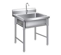 WIQUYBML Fregadero de Catering Independiente de Acero Inoxidable 304, Fregadero utilitario para lavandería con Protector contra Salpicaduras, Garaje Industrial, Restaurante Comercial, Talle