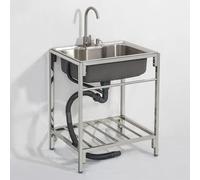 WIQUYBML Fregadero de Cocina con grifos, Independiente, Comercial, de Acero Inoxidable, de un Solo Seno, para lavandería, Garaje, Interior, Exterior, Restaurante o Catering.