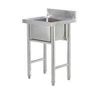 WIQUYBML Fregadero de Cocina de Acero Inoxidable 304, 1 Compartimento, Color Plata, 50/60 cm, Multiusos, con Grifo, para Interiores y Exteriores, restaurantes, lavanderías y garajes.