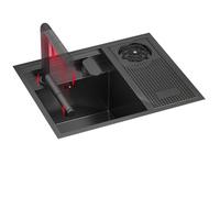 WIQUYBML Fregadero de Cocina de Acero Inoxidable con Grifo extraíble y elevable, diseño Invisible, 55 x 45 cm, Accesorio pequeño para autocaravanas, Apartamentos y minicasas.