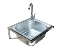 WIQUYBML Fregadero de Cocina de Acero Inoxidable, Lavabo, Fregadero Comercial de un Solo Seno montado en la Pared con Grifo para jardín, sótano o Garaje (42x38x18cm)