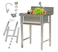 WIQUYBML Fregadero de Cocina de Acero, lavadero Multiusos con Grifo, fregaderos Individuales Independientes de Uso Comercial para Estaciones de Trabajo, cocinas Exteriores o Bares.