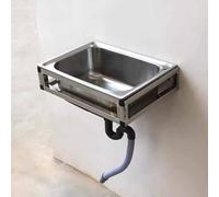 WIQUYBML Fregadero de Cocina de un Solo Seno de Acero Inoxidable con Kit de desagüe, Montaje en Pared para Uso de preparación y Servicios en restaurantes, garajes o Bares.