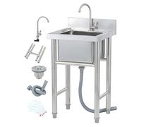 WIQUYBML Fregadero de Cocina Independiente con Grifo y Patas, Individual para baño, Comedor, Exterior e Interior, para Verduras, Acero Inoxidable Sus 304, 50/60 cm