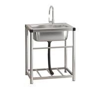 WIQUYBML Fregadero de Cocina Independiente para Restaurante, de Acero Inoxidable con Grifo, de Gran Capacidad, para Exterior, Ideal para Restaurante, Bar, lavandería, Garaje y Patio (60 × 4