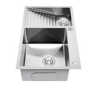 WIQUYBML Fregadero de lavandería, lavadero utilitario con Panel de 4 mm de Espesor, Lavabo de Acero Inoxidable, Lavabo de estación de Trabajo Grande, válvula Angular, Kit de desagüe, para h