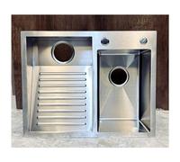 WIQUYBML Fregadero de lavandería, lavadero utilitario con Panel de 4 mm de Espesor, Lavabo de Acero Inoxidable, Lavabo de estación de Trabajo Grande, válvula Angular, Kit de desagüe, para h