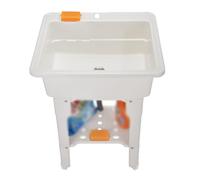 WIQUYBML Fregadero de PP, Multifuncional, Grande y Grueso, con Espacio de Almacenamiento, Patas Ajustables, con Borde de retención de Agua (Blanco, 65 x 56 x 80 cm/25,6 x 22 x 31,5 Pulgadas)