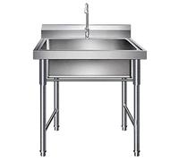 WIQUYBML Fregadero Exterior de Acero Inoxidable, Independiente, para preparación de Alimentos en cocinas de restaurantes y estación de Lavado de Manos para lavandería, Patio Trasero o garaj