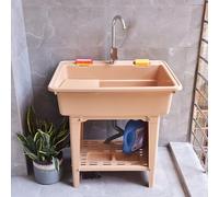 WIQUYBML Fregadero Independiente con Tabla de Lavar y Kit de desagüe, Lavabo de plástico para baño, Cocina, Garaje y Cuarto de Lavado.