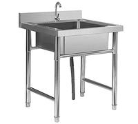 WIQUYBML Fregadero Individual de Acero Inoxidable Independiente para Cocina Comercial de Restaurante con Grifo para Exteriores, 19.7inx31.5in, 23.6inx31.5in, lavamanos utilitario, Tina de l