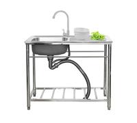 WIQUYBML Fregadero multifunción de Acero Inoxidable - Cocina Comercial con Banco de Trabajo para Uso en Interiores o Exteriores. De pie. Protector contra Salpicaduras.