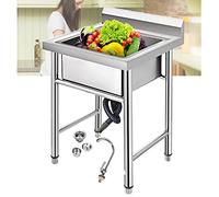 WIQUYBML Fregadero utilitario de Acero Inoxidable 304, colador de desagüe Comercial, Patas Ajustables Tipo Bala, Fregadero de Compartimento Extragrande y Profundo para lavandería y Garaje.