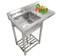 WIQUYBML Fregadero utilitario de Acero Inoxidable: Fregadero de Cocina Independiente de un Solo Seno, Lavabo para preparación y Lavado de Manos con Banco de Trabajo para casa de Campo, baño