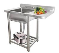 WIQUYBML Fregadero utilitario de Acero Inoxidable: Fregadero de Cocina Independiente de un Solo Seno, Lavabo para preparación y Lavado de Manos con Banco de Trabajo para casa de Campo, baño