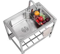 WIQUYBML Fregadero utilitario de Acero Inoxidable Independiente para cocinas comerciales, Lavabo Industrial de Metal para restaurantes, lavanderías, Patios Traseros y garajes.