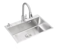 WIQUYBML Fregadero utilitario, Empotrado de Acero Inoxidable para Cocina Comercial, de un Solo Seno con Grifo extraíble, para Garaje, Restaurante o Cocina.