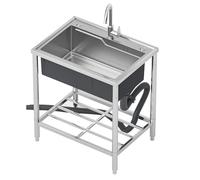 WIQUYBML Fregadero utilitario Independiente de Acero Inoxidable para cocinas comerciales de restaurantes, con un Solo Seno Reforzado, para preparación y Lavado de Manos, con Grifo.