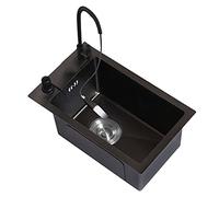 WIQUYBML Fregaderos de Cocina de Acero Inoxidable 304 Hechos a Mano, pequeños, Individuales, para balcón, Disponibles Dentro y Fuera del Escenario (Color: 38 x 34 x 22 cm)