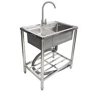 WIQUYBML Fregaderos Exteriores Independientes, Fregadero de Cocina de Acero Inoxidable de un Solo Seno, lavamanos utilitario con Soporte de Esquina Redondeada, para fregaderos de lavandería