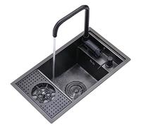 WIQUYBML Fregaderos Monomando de Alta Gama para Pisos y Villas, Fregadero de Cocina Empotrado Invisible de encimera, pequeño, con Accesorios y sifón (Color: Negro, Tamaño 60 * 40 22cm)