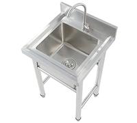 WIQUYBML Fregaderos utilitarios Independientes de Acero Inoxidable 304 para lavandería con Protector contra Salpicaduras, Fregadero Industrial para Garaje, Restaurante Comercial, Taller.